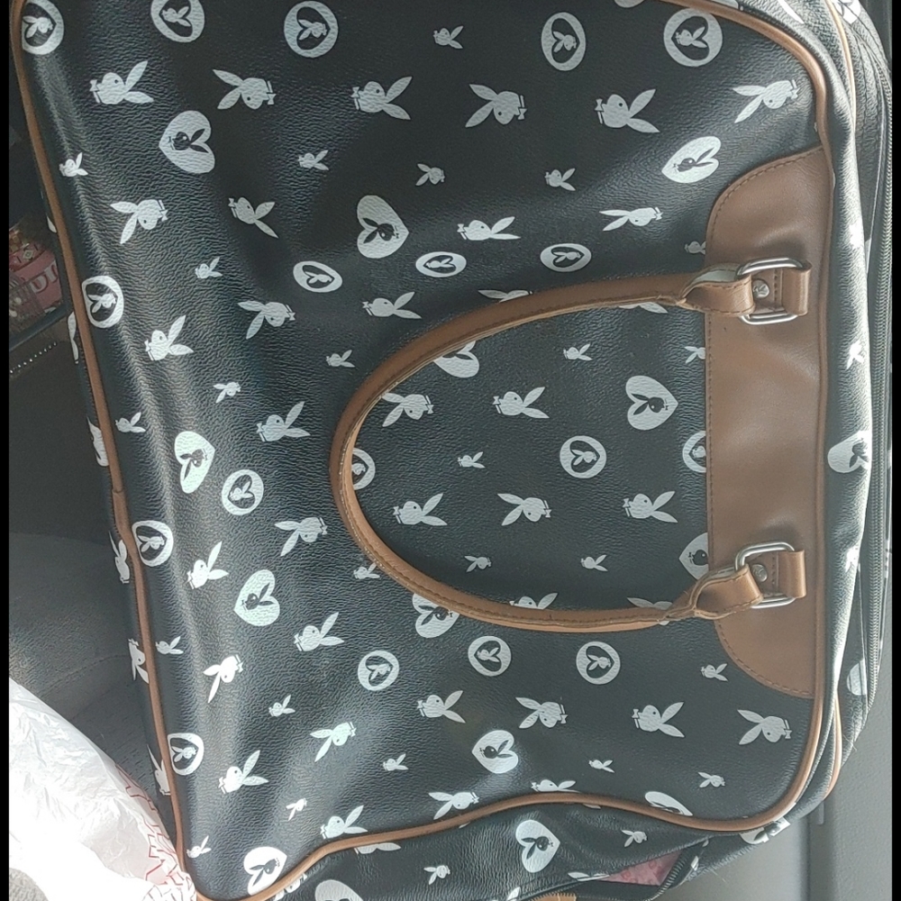 Black And White Playboy Luggage Purse